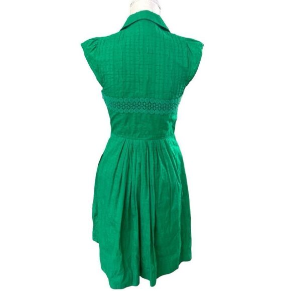 Maeve Anthropologie Kelly Green Swiss Dot Retro Shirt Dress - Picture 9 of 9